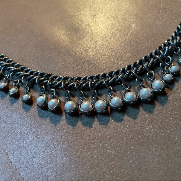 Vintage pearl bead charm bracelet white silver boho antique layering art deco - Picture 5 of 7